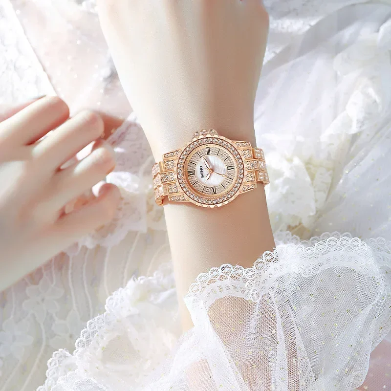 Women's Watches Fashion Bling Casual Ladies Clock Female Quartz Gold Watch Crystal Diamond for Woman