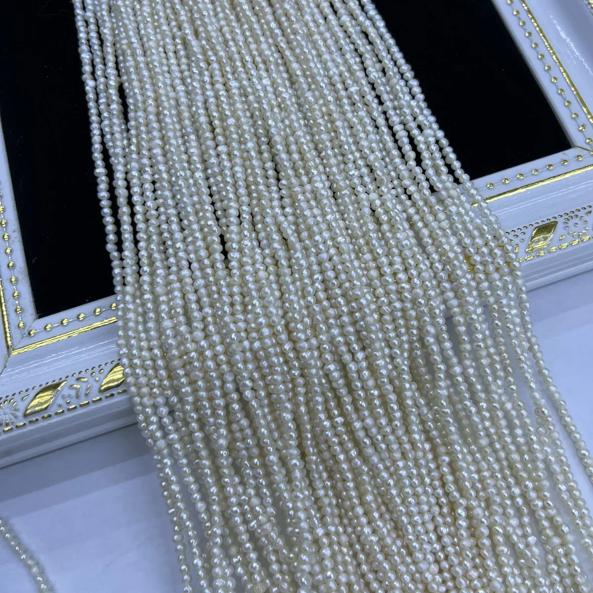 Natural Freshwater Pearl 2-2.5mm AA Fine Buns Round Loose Bead Jewelry Make DIY Necklace Bracelet Accessories Gift Women Wedding