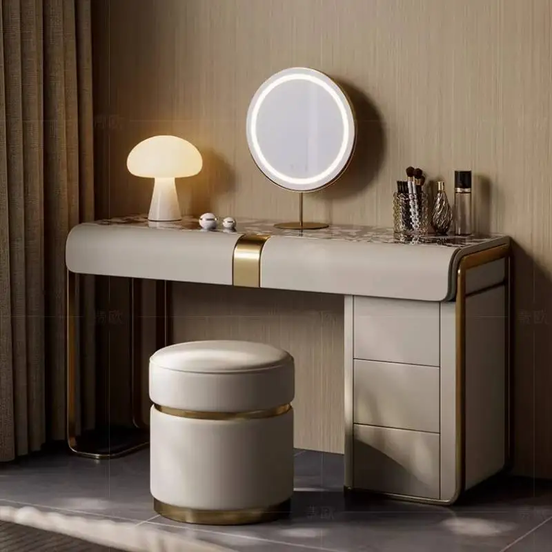 Simple Slim Mirror Vanity Desk Luxury Decoration Dressing Bedroom Vanity Desk Organizer Vintage