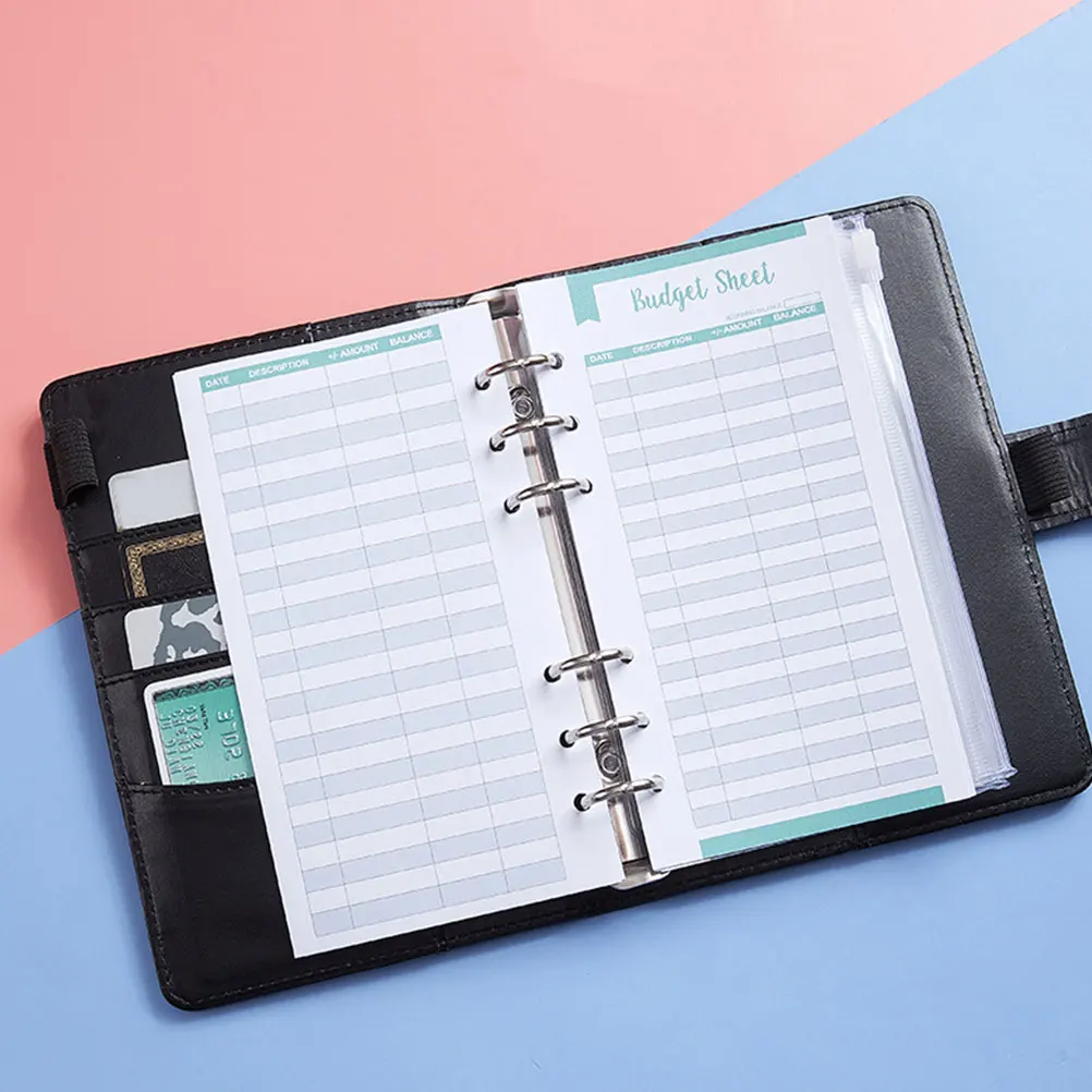 36Pcs Portable Budget Cards Six-Hole Punch Design Expense Tracker Sheets for Daily Spending Log Planner Insert Convenient Money