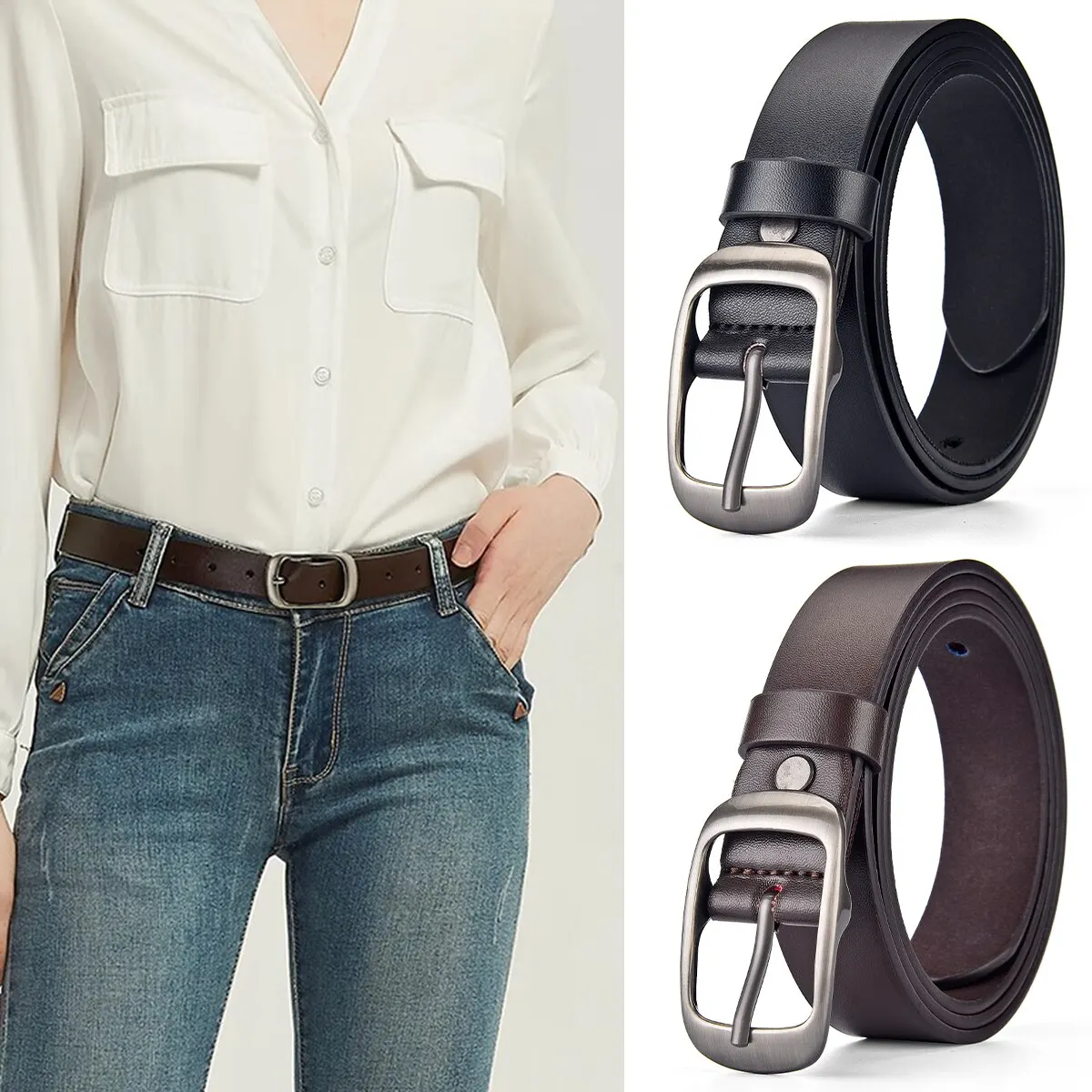 New Women's Belt Classic Retro Fashion Needle Buckle Belt High Grade Soft PU Leather Belt Paired with Jeans Belt Women Waistband