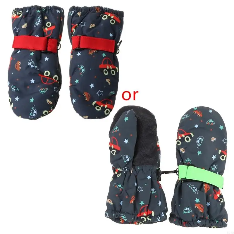 K92D Kids Children Ski Gloves Winter Snow Snowboard Windproof Waterproof Outdoor Sports Adjustable Wrist Thicken Mitten