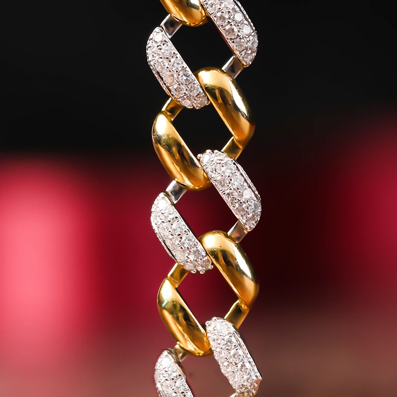 AEAW 10K Yellow Gold 5CTW 18CM Length 5mm Near Colorless Moissanite Bracelet for Women