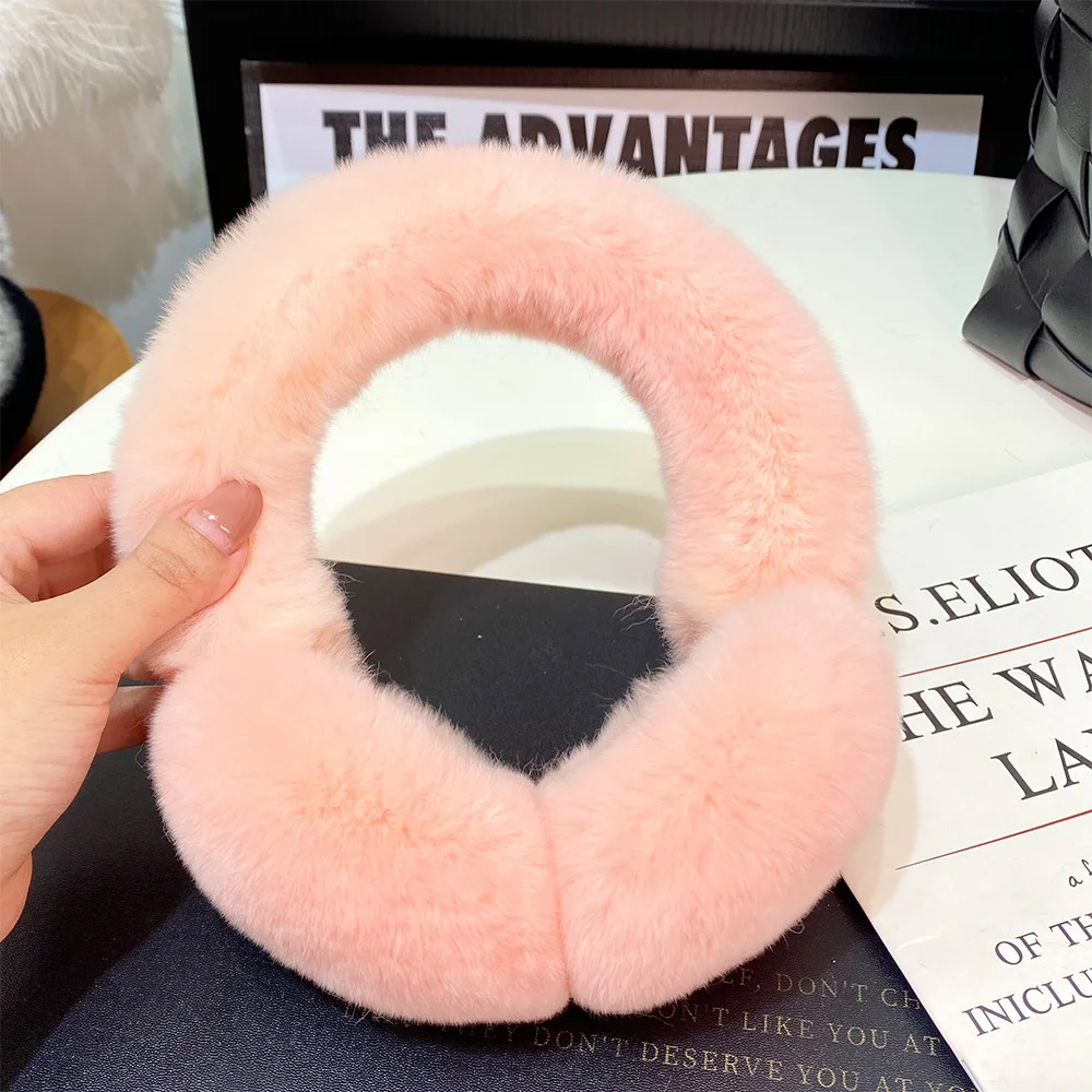 Natural 100% Rex Rabbit Fur Earmuffs Women Fashion Men Warm Russia Winter Real Fur Earmuffs Children Ear Cover fur Earlap Girl