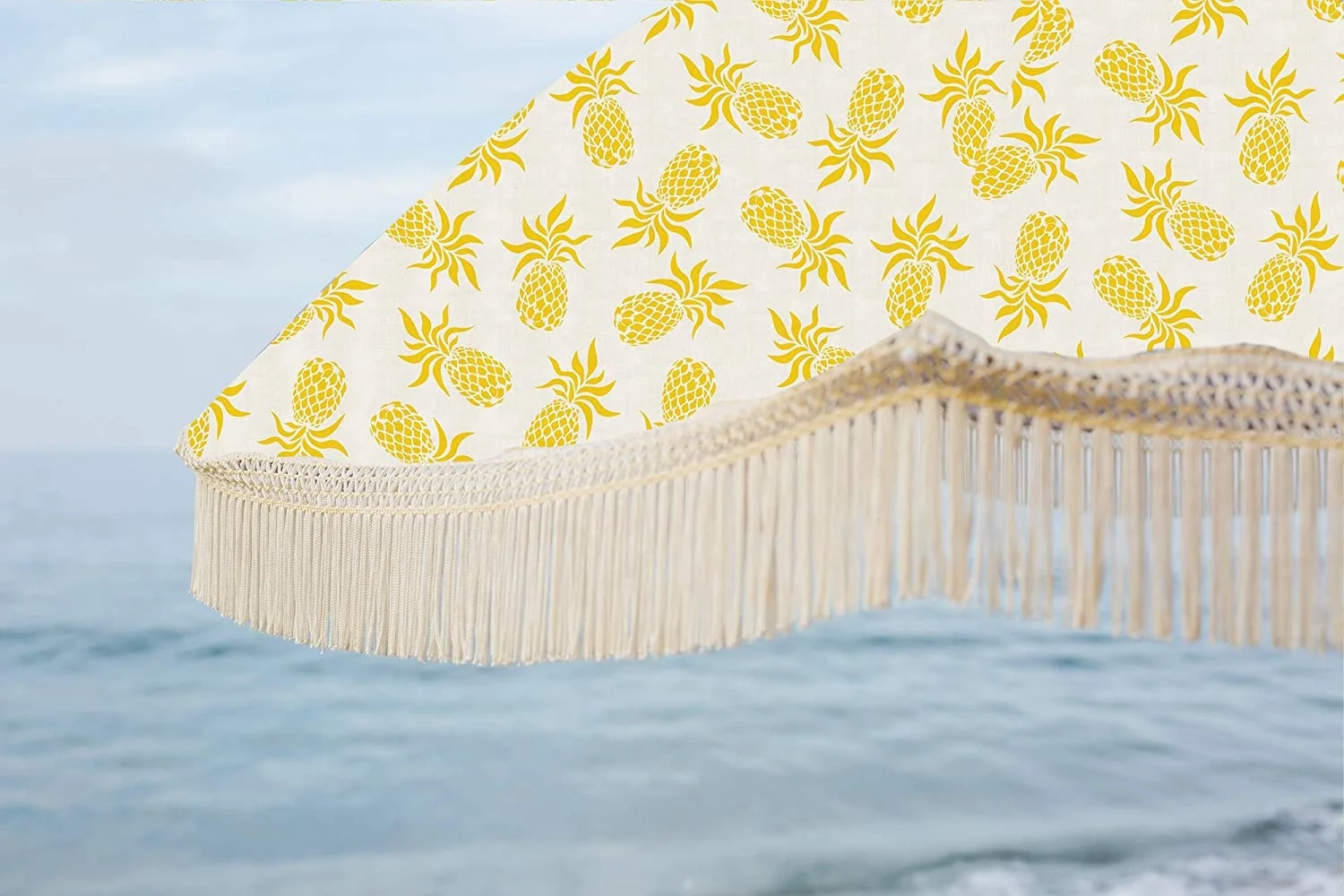 OEM ODM Custom size color printing wholesale  white  umbrellas outdoor garden beach umbrella with fringe tassels