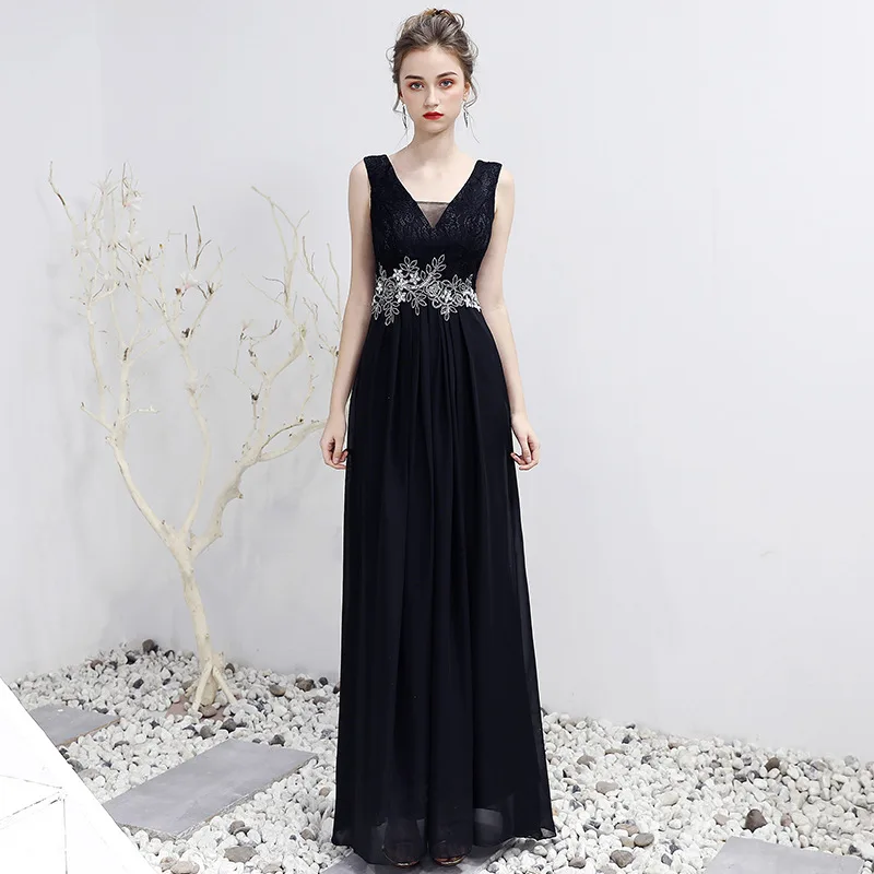 

Black maxi dresses for women v neck Evening dresses sexy sleeveless Party dresses formal dress women elegant prom dresses