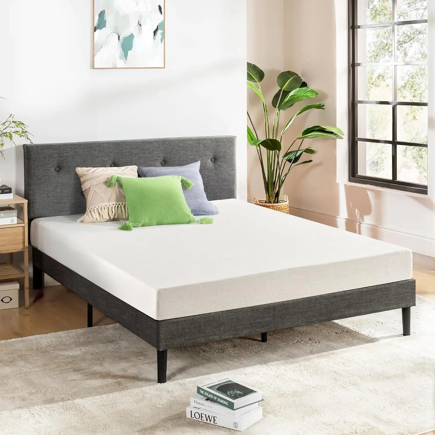 Full Mattress 6 inch Bed-In-A-Box, Green Tea Memory Foam White