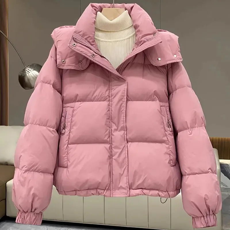 New Women's Down Cotton Coat Winter Warm Padded Jacket Female Detachable Hooded Parker Outerwear Fashion Cold Cotton Clothes