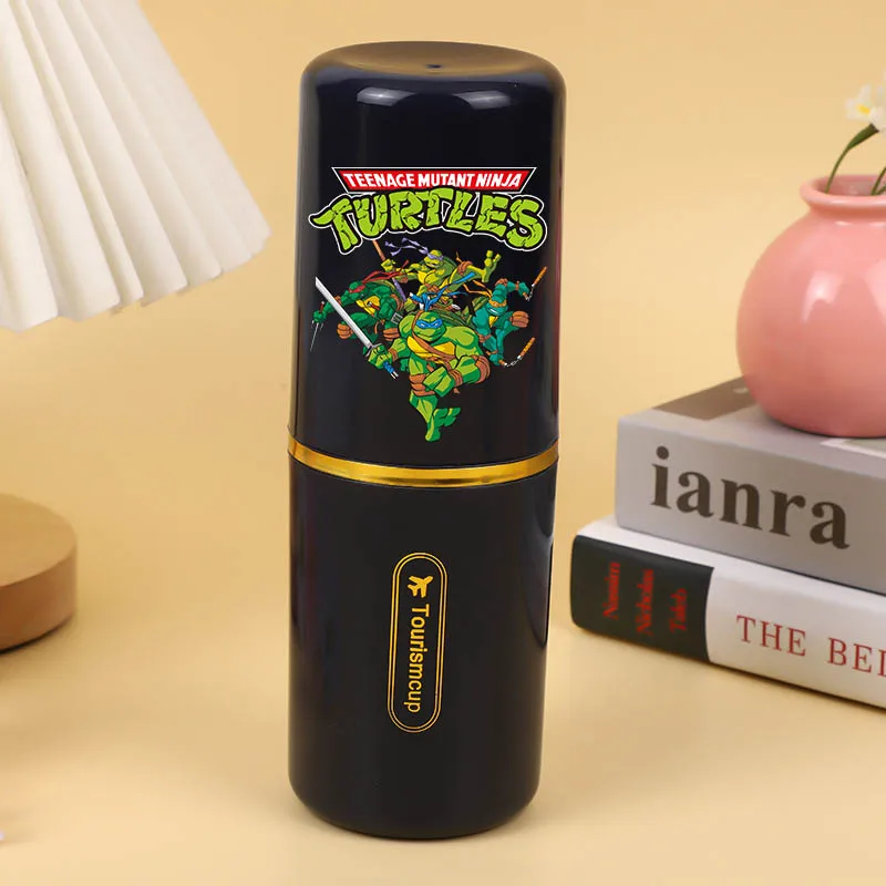 TMNT Porta spazzolino Ninja Turtles portatile con portaoggetti per dentifricio, custodia per tazza da bagno da viaggio, organizer per accessori per tazze da denti