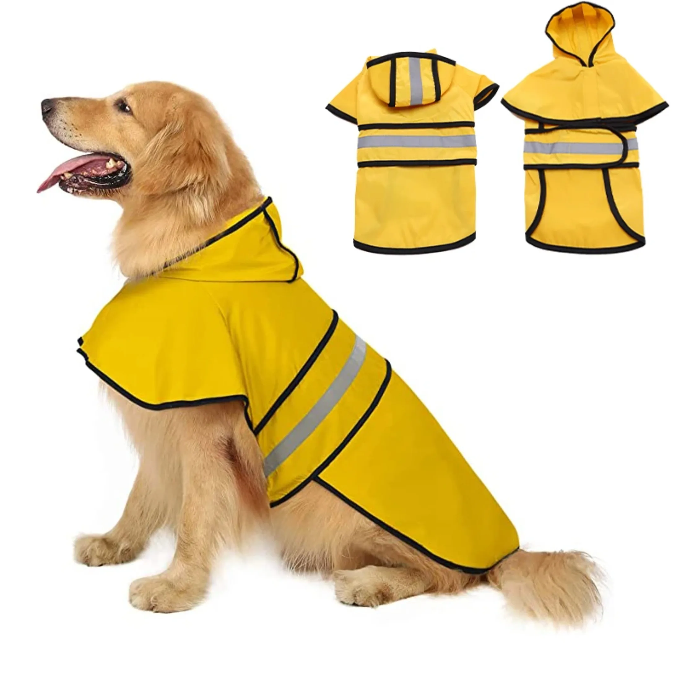 

Large Dogs Raincoat for Puppy Golden Retriever Franch Bulldog Pug Poncho Reflective Dog Raincape Waterproof Pet Dog Clothes York