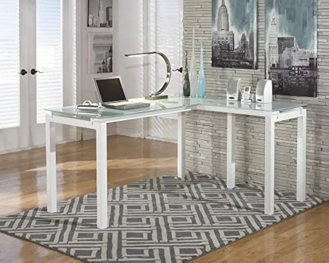 Baraga-Mesa em forma de L, Contemporânea, Branco, Home Office