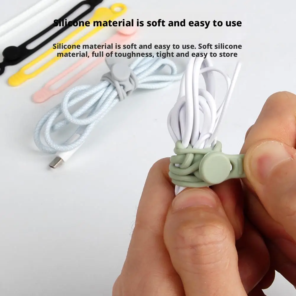 كابل بيانات تخزين ربطة كابل سيليكون للهواتف اللوحية ماوس سماعة قابل للتعديل قابلة لإعادة الاستخدام مشبك كابلات لشحن الكابلات