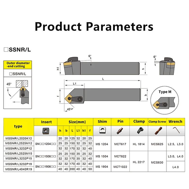 MSSNR1616 MSSNR2020 MSSNR2525 MSSNR3232 herramienta de torneado externo MSSNR MSSNL soporte de torneado barra de corte CNC