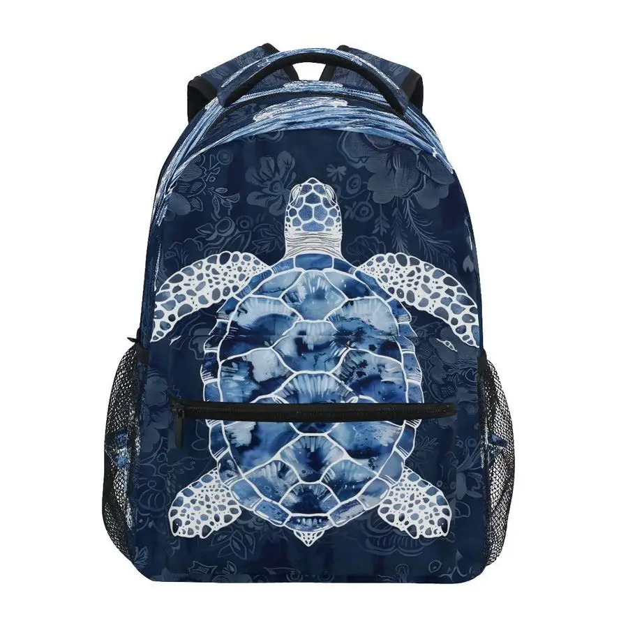 

Backpack Blue White Sea Turtle Teens Girls Boys Bookbags Travel Schoolbag
