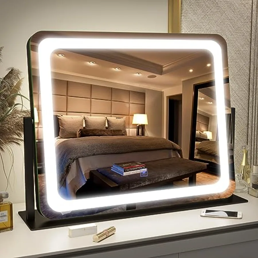 

Зеркало для макияжа FENNIO с подсветкой 22"x17" LED, большое зеркало для макияжа с сенсорным экраном и 3-цветной подсветкой