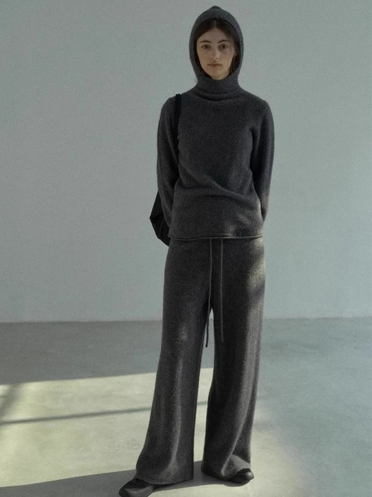 هودي صوفي أبيض أنيق للنساء، طبقة أساسية للخريف والشتاء، ملابس داخلية مريحة بأكمام طويلة ولون موحد