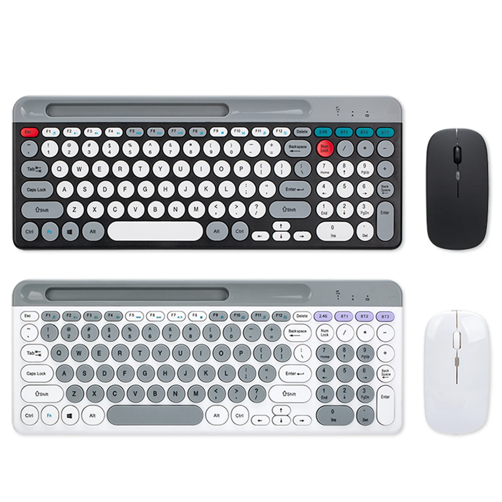 Dual-mode Wireless Keyboard & Mice Combo 2.4G Bluetooth 5.0 Membrane Keyboard BT 3-Channels Rechargeable Keyboard Mouse for PC