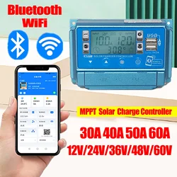 30A/40A/50A/60A 12V24V36V48V60V  High Definition LCD Digital Display Bluetooth WIFI Solar Charge Controller MPPT Solar Panel