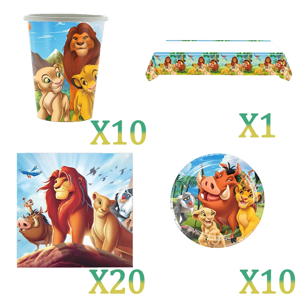 König der Löwen Simba Geburtstagsdekoration Partyzubehör Cartoon-Becher Teller Servietten Tischdecke für Kindergeburtstag Geschenk Babyparty – Detail 5