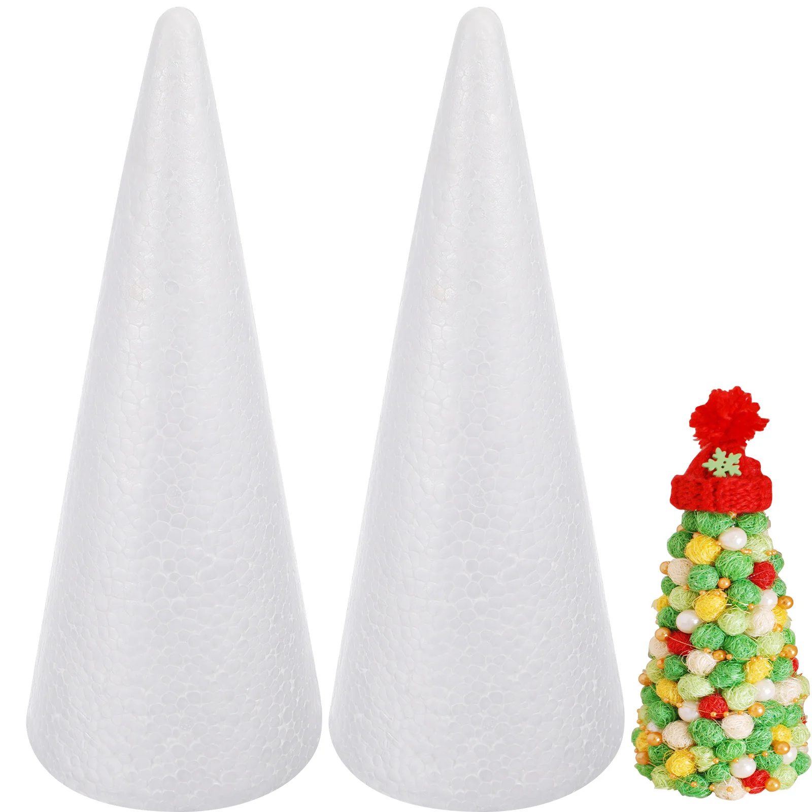 

2 Pcs Foam Chirsmas Tree Cones for DIY Rolling Adult Crafts Ornament Solid White