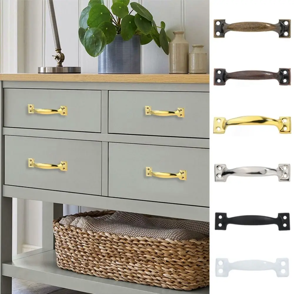 Hardware Accessory Furniture Pull Iron With Bow-Shaped Drawers Handle Black Silver Garages Sheds Barn Door Knob