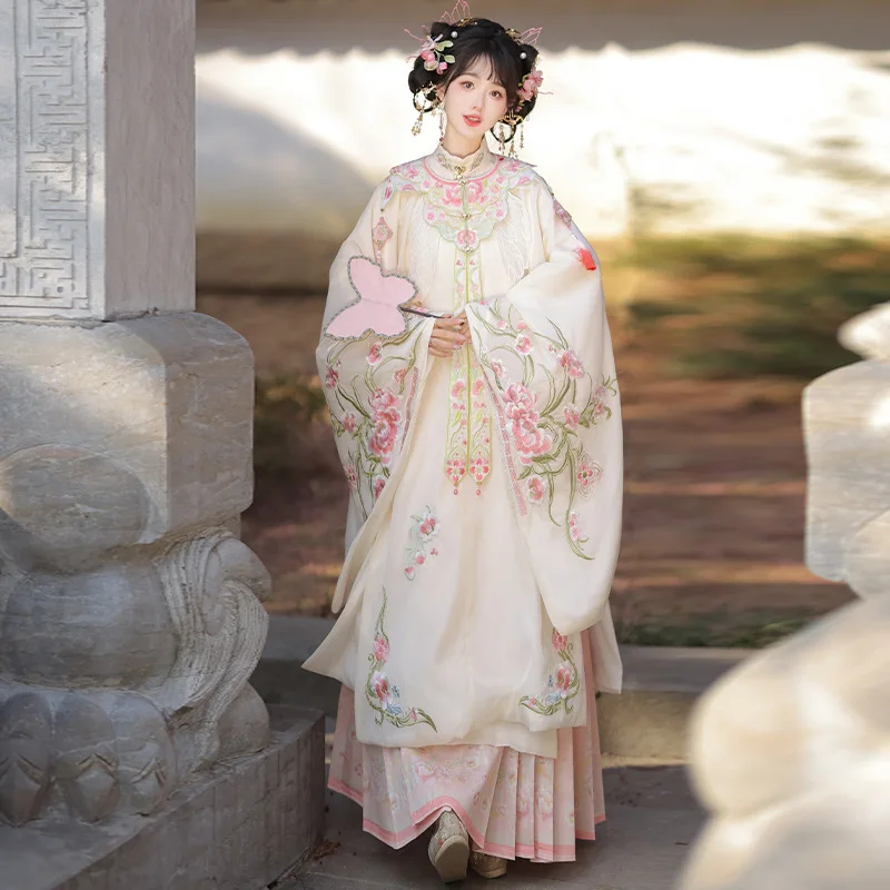 NT185 Original Hanfu Female Adult Ancient Costume Chinese Style Horse Skirt Cloud Shoulder Stand Collar Shirt