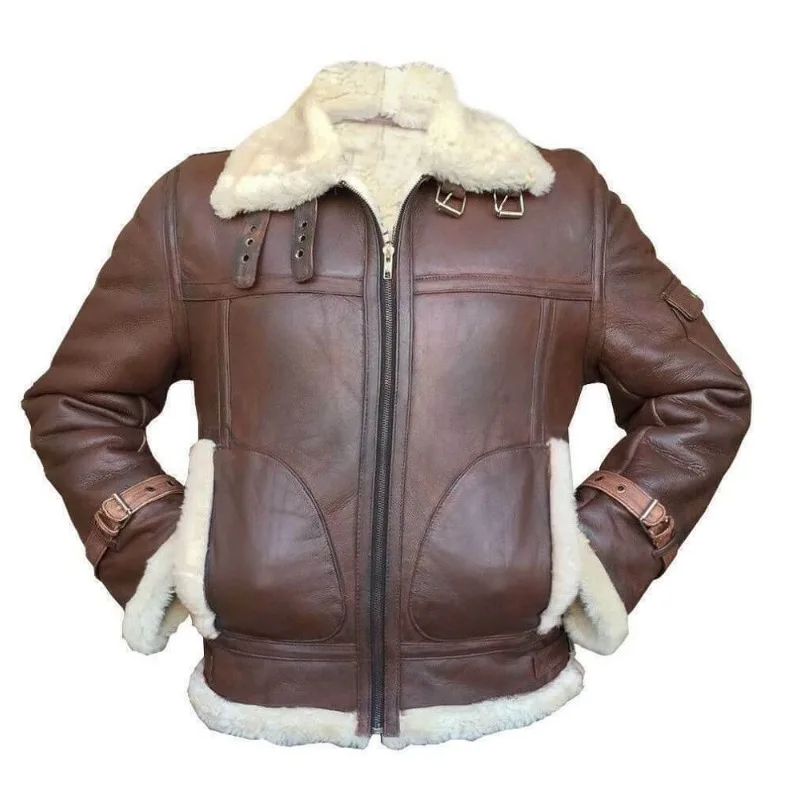 Winter Men Winter Jackets Leather Fur Integrated Casual Smoked Two-color Jacket with Three-dimensional Patch Pocket Men Clothing