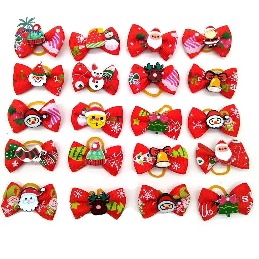 

Holiday Boutique Pet Dogs Cats Rubber Band Christmas Dog Hair Bows Dog Hair Accessories Dog Grooming Bows Hair Clips