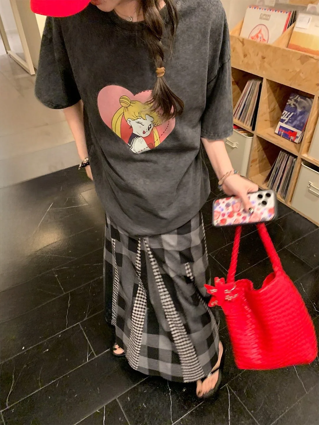 

High Waist Plaid Patchwork A-Line Skirt Women Summer Long f Skirt Korean Sle Polyester Cotton Blend Casual Wear