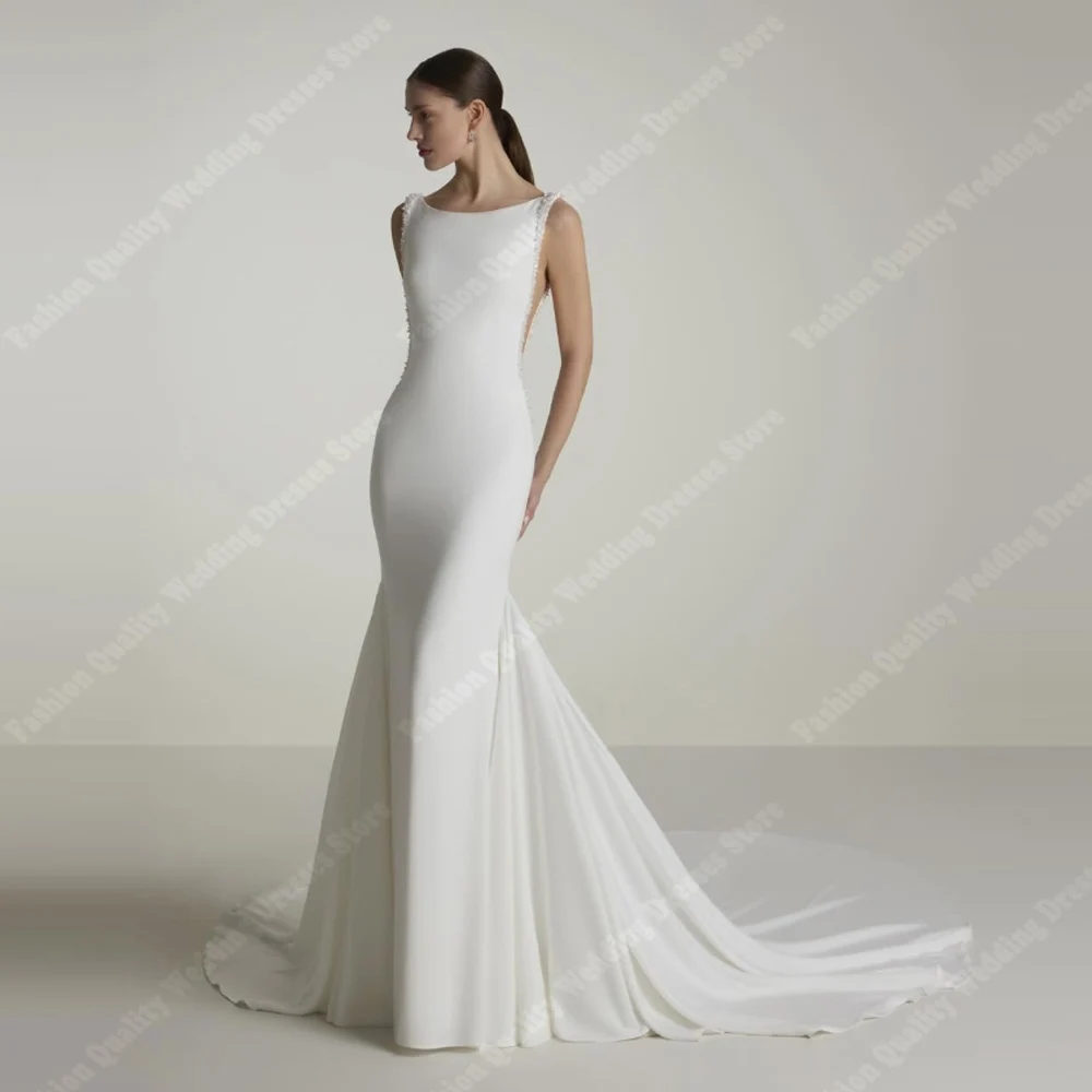 

Round-Neck Mermaid Women Wedding Dresses Pretty Sleeveless Princess Bridal Gowns Mopping Length Vestido De Noche Customized 2025