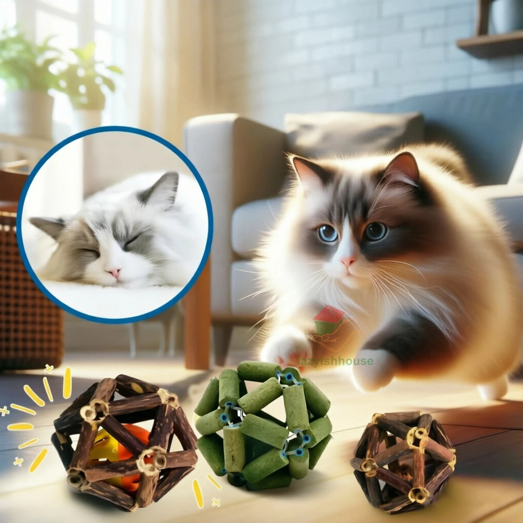 Catnip Ball Cat Interactive Toy for Kitten Matatabi Polygonum Cleaning Cat Teeth Healthy Catnip Wooden Balls Pet Supplies