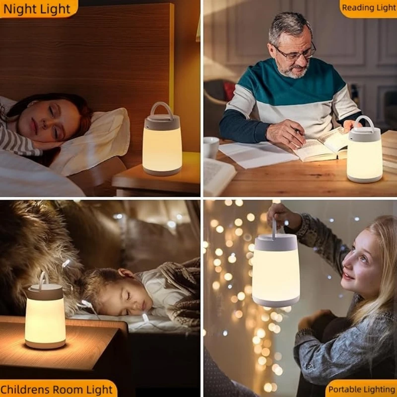 Bedside lamp, night light with timer function, USB rechargeable desk lamp with remote control, infinitely dimmable LED light.