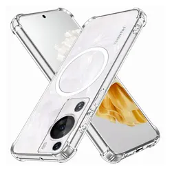 For Huawei P60 Pro Case With Wireless Charger Magnetic Ring Sticker Shockproof Clear Soft Silicone Phone Case Huawei P60 Cover