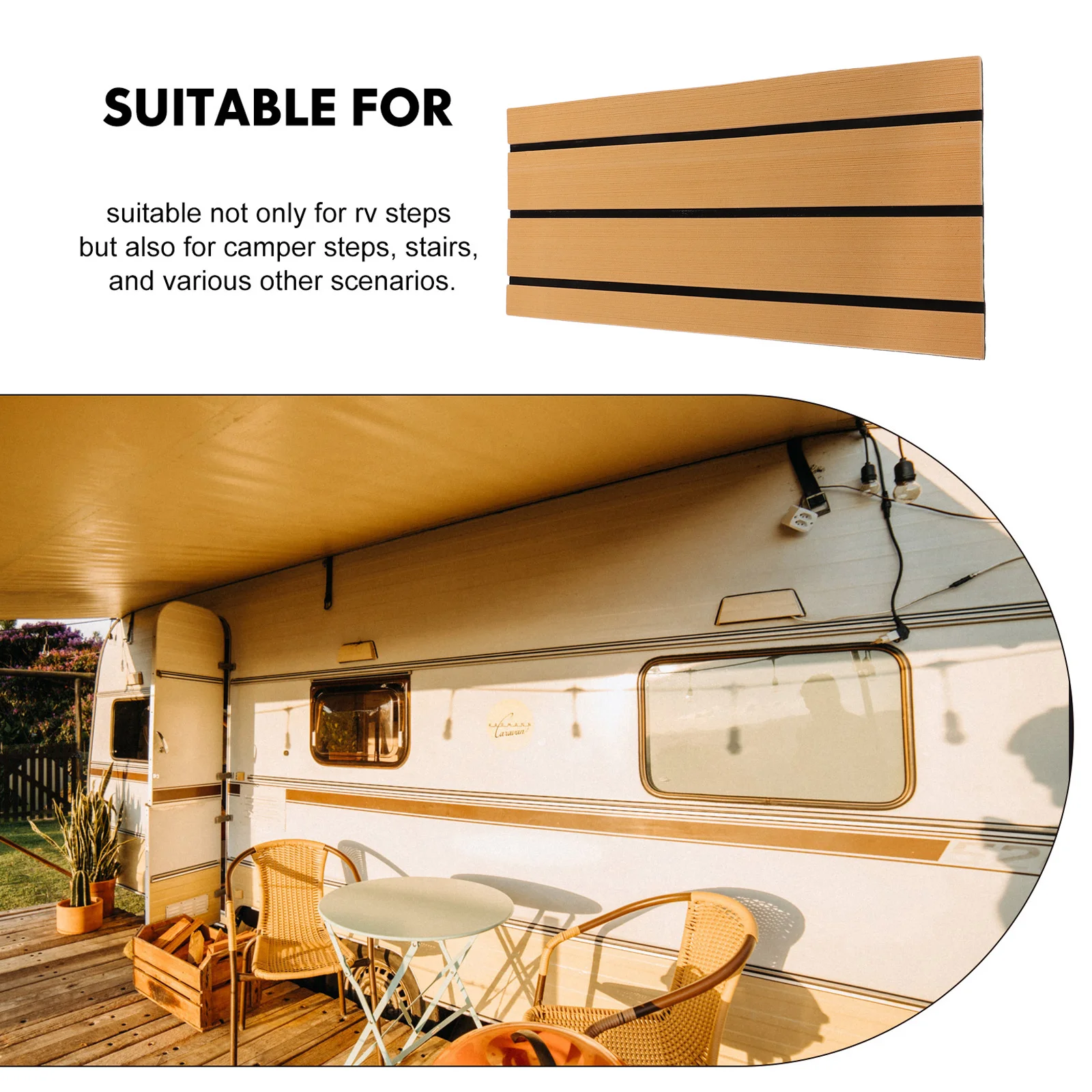 Couvre-étapes pour camping-car, 48.3x17.8cm, marches d'escalier auto-adhésives antidérapantes pour marches de camping-car, tapis d'extérieur, Protection de sol antidérapante