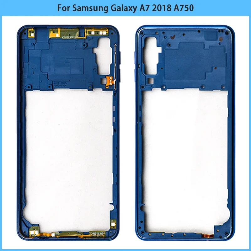 New For Samsung Galaxy A7 2018 A750F SM-A750 A750F Middle Frame Battery Back Cover Rear Door Housing Case Sim Card Tray Replace