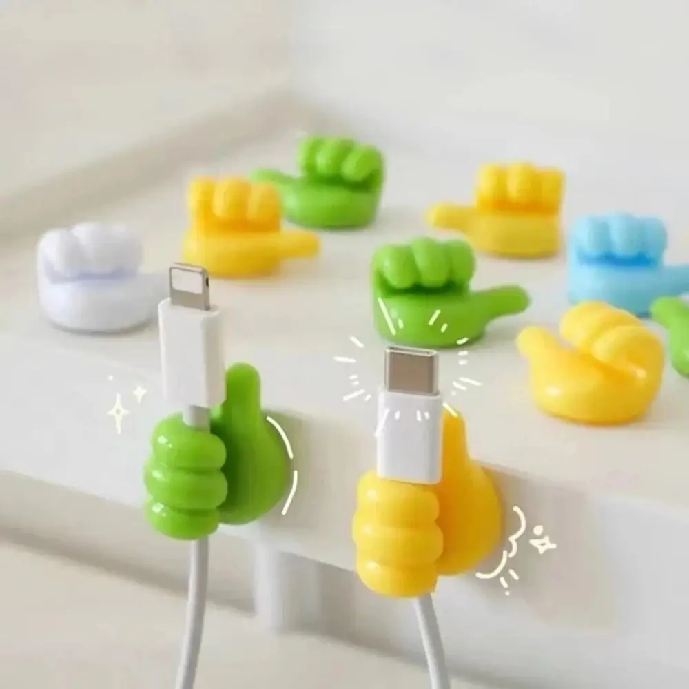 Multi-Function Thumb Cable Organizer Self-Adhesive Traceless Thumb Cable Clips Silicone Lovely Silicone Thumb Wall Hooks