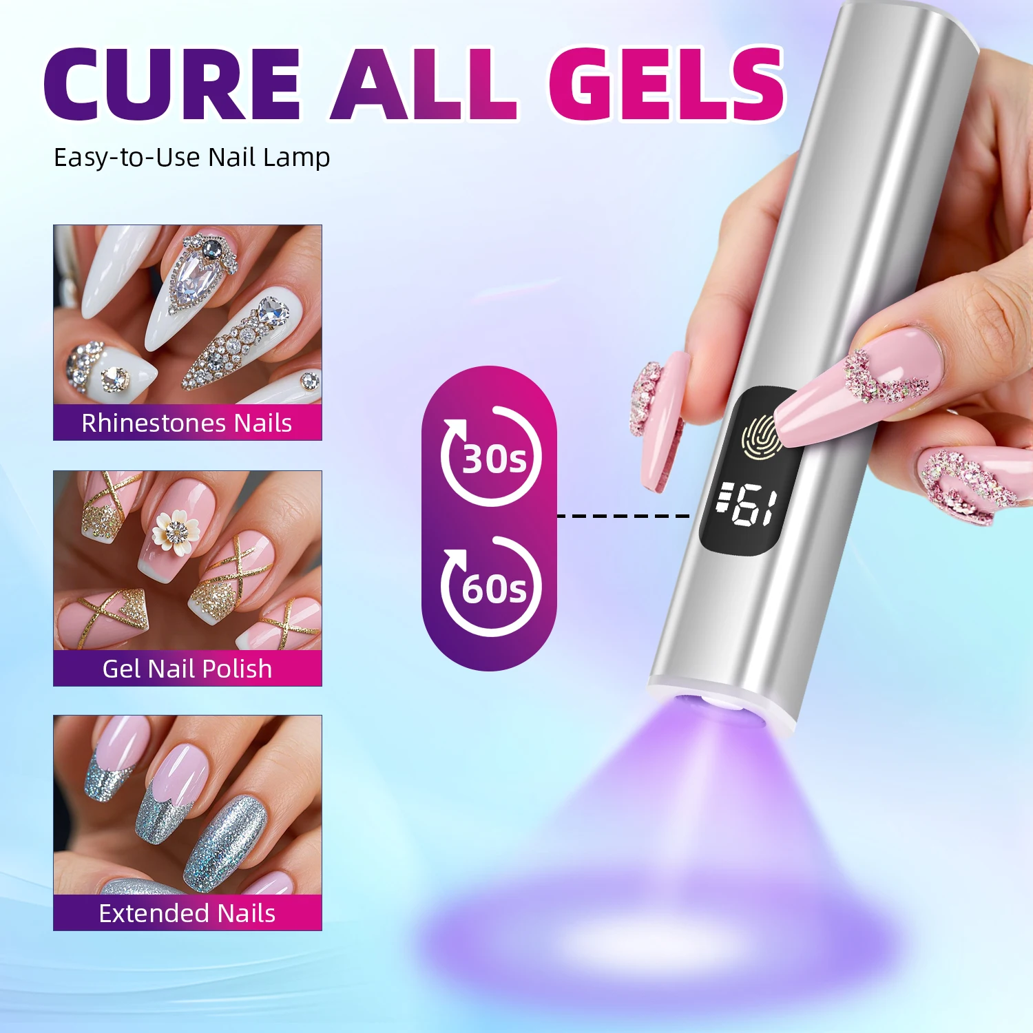 DianaBeauty الأشعة فوق البنفسجية Led مسمار مصباح مصباح صغير للأظافر التجفيف السريع مصباح مانيكير مع شاشة تعمل باللمس ووضعين الموقت أدوات الأظافر #5