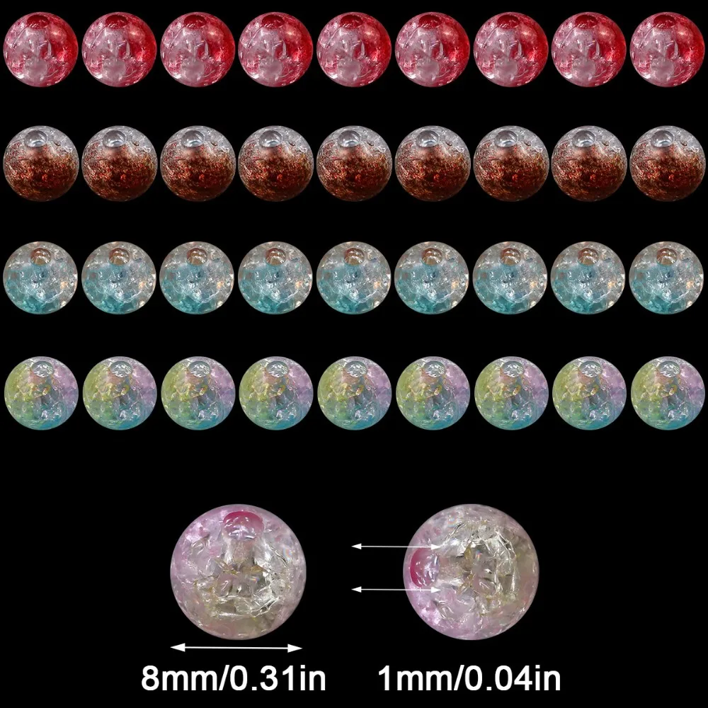 100pcs/lot Multicolored Transparent Cracked Acrylic Beads Round Bracelet Spacer Beads for DIY Necklace Jewelry Making Accessory