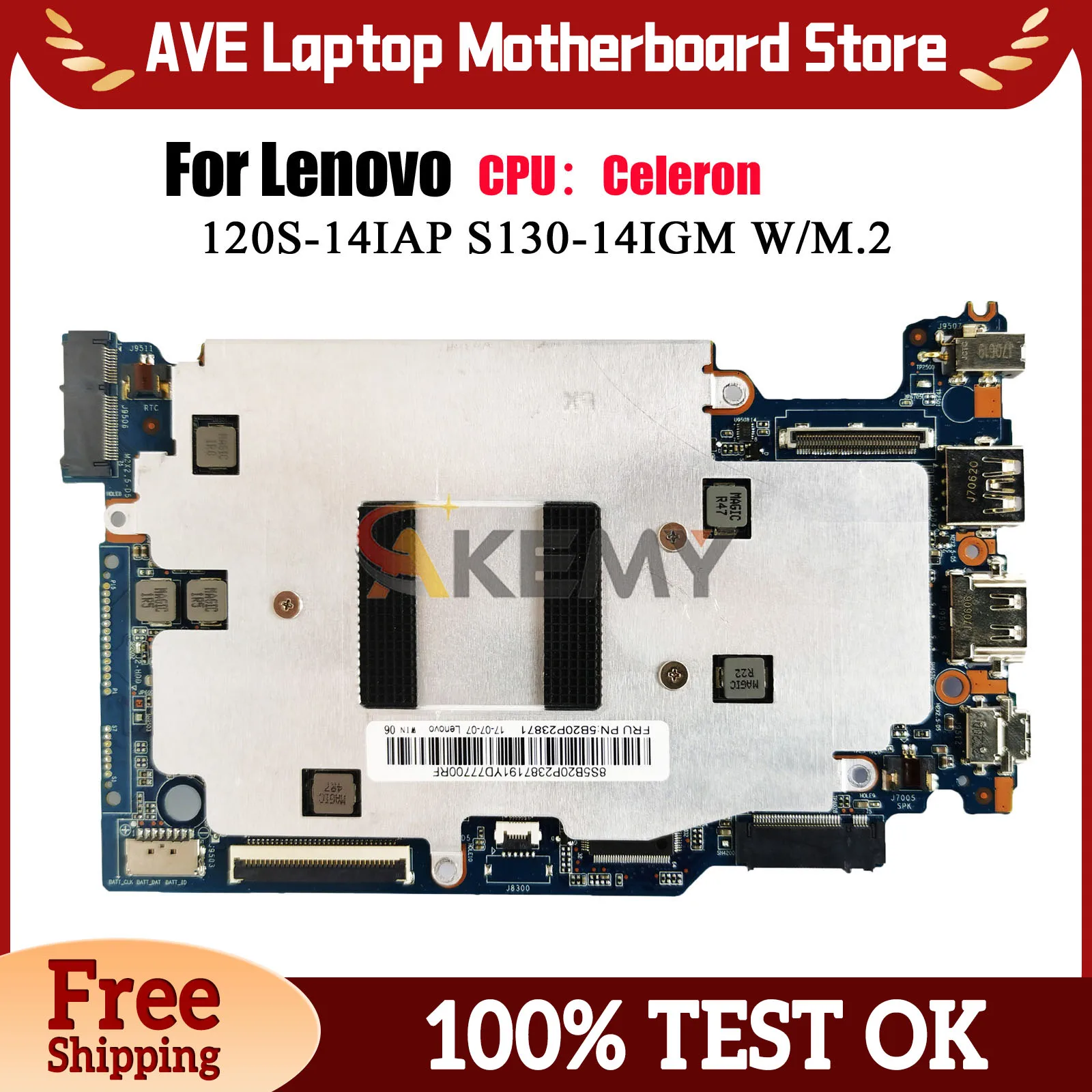 

Материнская плата для ноутбука Lenovo 120S-14IAP S130-14IGM с процессором N4100 N3350, 4 ГБ ОЗУ, интерфейс M.2, 100% полностью протестировано