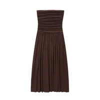 ETJ 2025  women's new dress elegant sexy off-shoulder fashion pleats details slimming strapless dress - Image 6