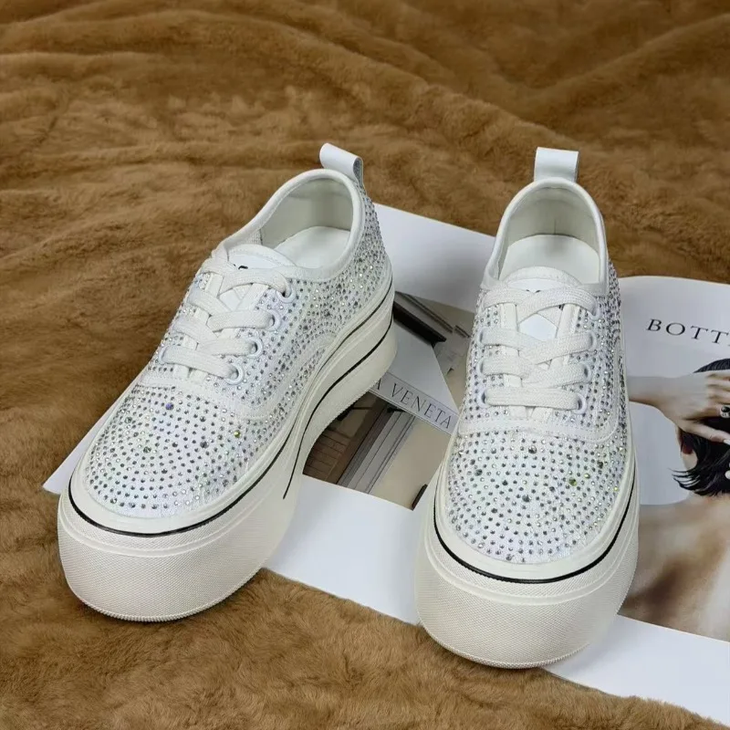 Fashion Womens Shoes Luxury Rhinestone Casual Shoes for Woman New Korean Version Chunky Sneakers Designer Shoes Zapatos De Mujer view 2