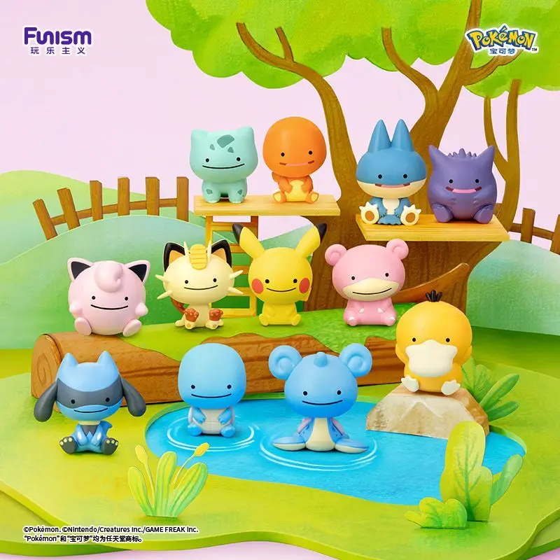 Funism Pokemon Palmsize Wonders Happy Ditto Blind Box Mystery Box Mini Anime Figure Desktop Decoration Collectible Ornament Gift
