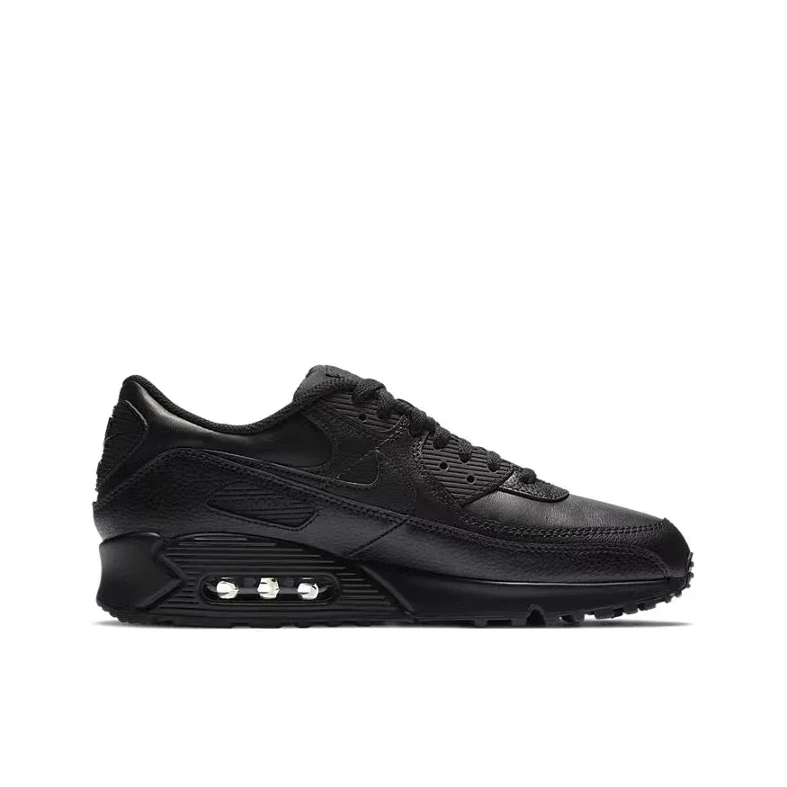 Nike Air Max 90 Leather Triple Black CZ5594-001  Shock Absorption Hard-Wearing Comfortable