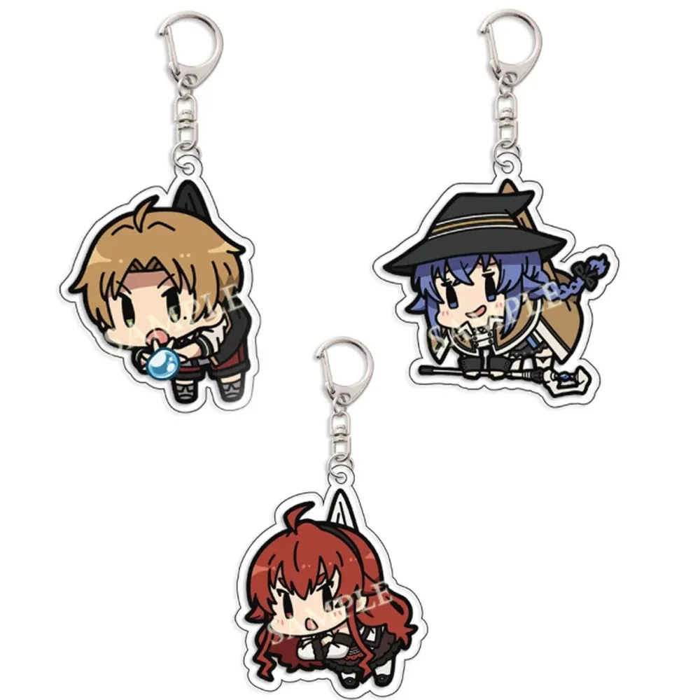 Mushoku Tensei Figuras Anime Keychain, reencarnação sem emprego, Roxy, Migudia, Rudeus, Greyrat, Aisha, Chaveiro acrílico, Presente