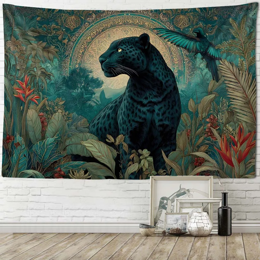 

Vintage Cheetah Plant Art Tapestry Soft and Cute Style Tapestry Bedroom Living Room Warm Atmosphere Home Decoration Wall Hanging