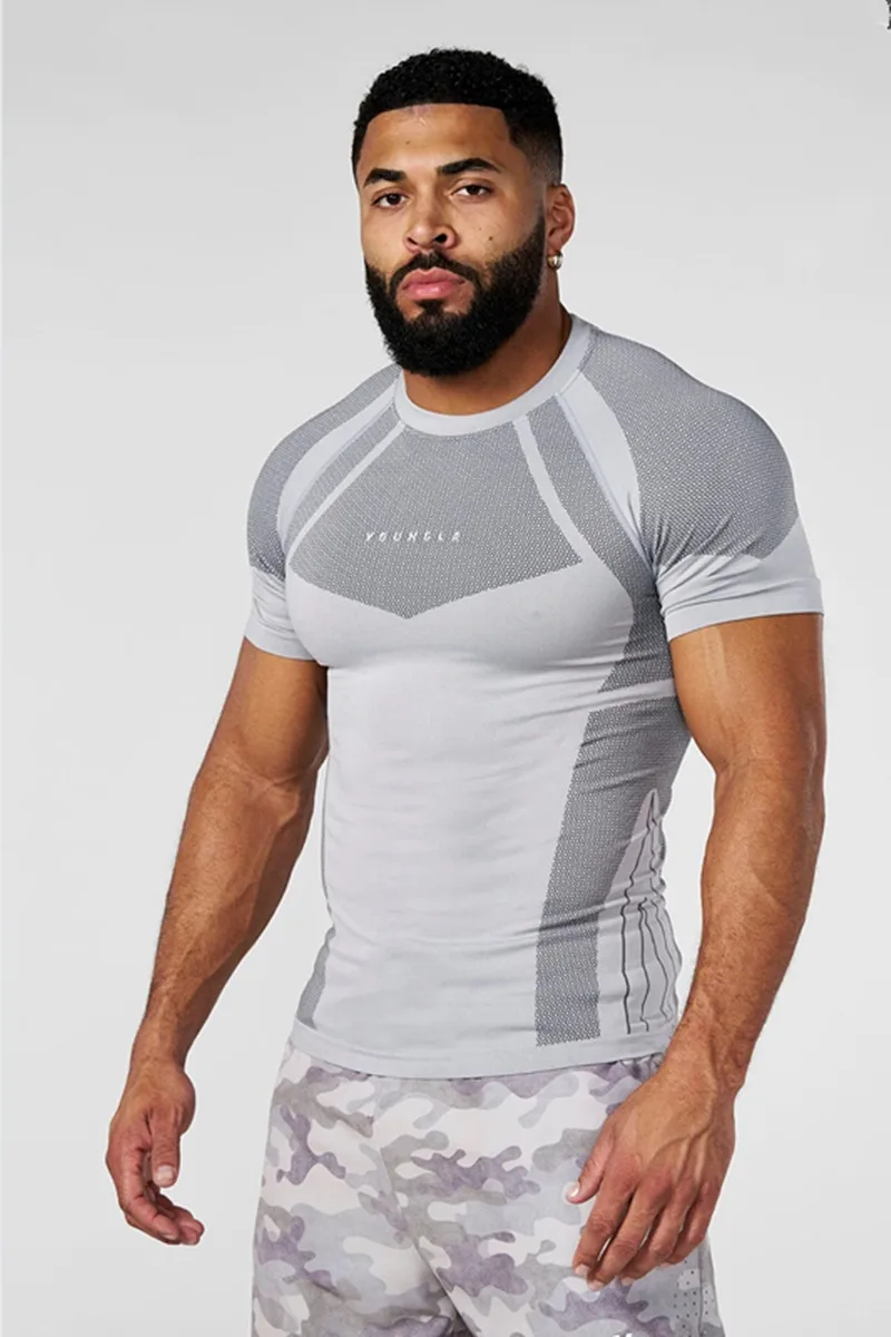 Men Summer 2026 Print T-Shirt Quick Dry Breathable Gym Workout Tee Elastic Slim Fit Fitness Running Short Sleeve Sport Top f