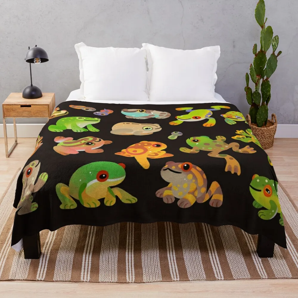 

Tree frog - dark Throw Blanket funny gift Sleeping Bag fluffy halloween Sofa Blankets