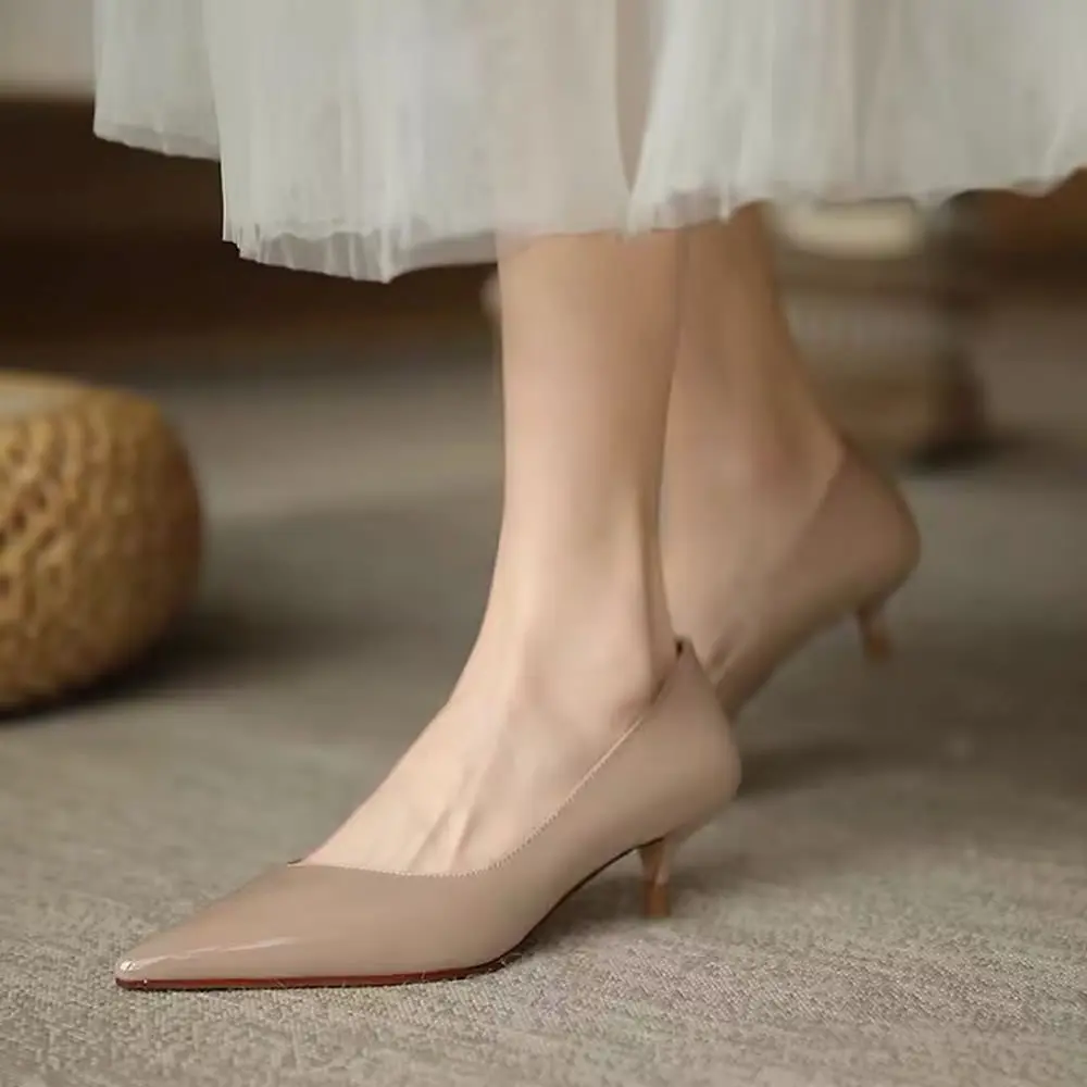 

Женские туфли на высоком каблуке-шпильке 5 см, осенние новые французские туфли с острым носком без уставших ног, профессиональные туфли на каблуке