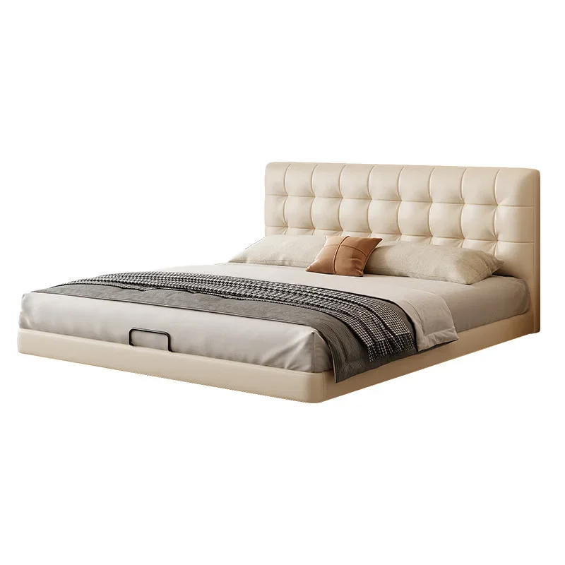 

Leather bed suspension, modern minimalist Nordic soft bag, Italian minimalist waffle, master bedroom 1.8 meters, large double be