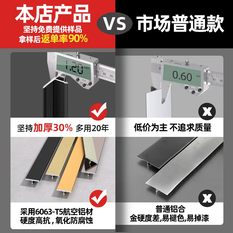 Customized Aluminum Alloy-Bar Floor Trim Matte Metal Edging Background Wall Decorative Line Strip